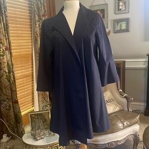 Eileen Fisher Elegant Navy Blue Car Coat L